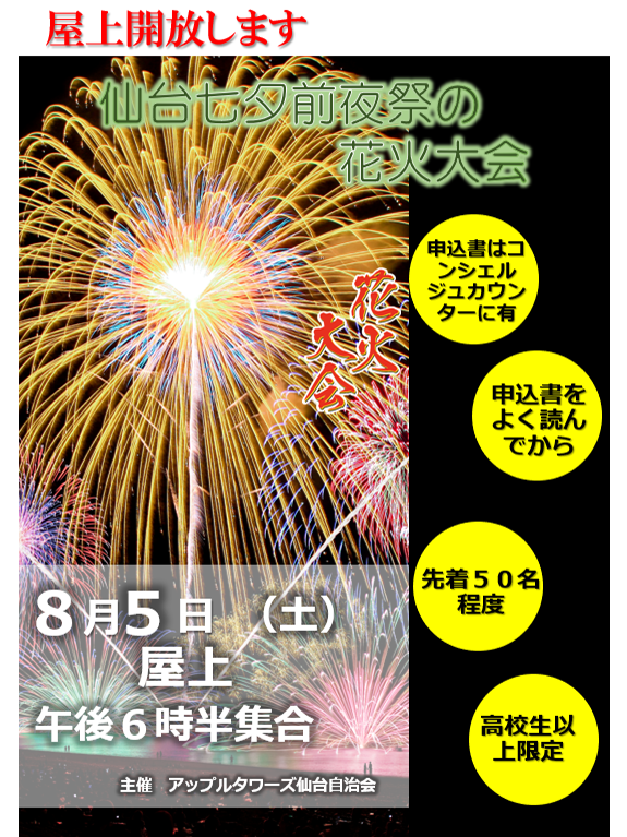 仙台七夕前夜祭の花火大会見学